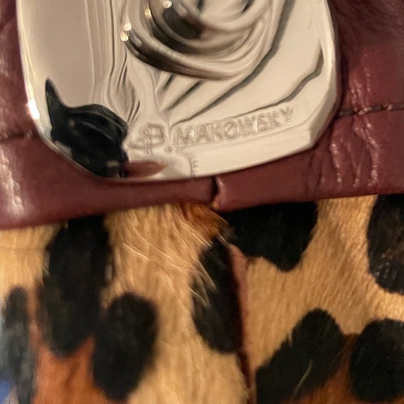 B.Makowsky pony hair and leather leopard print purse. - Picture 2 of 3